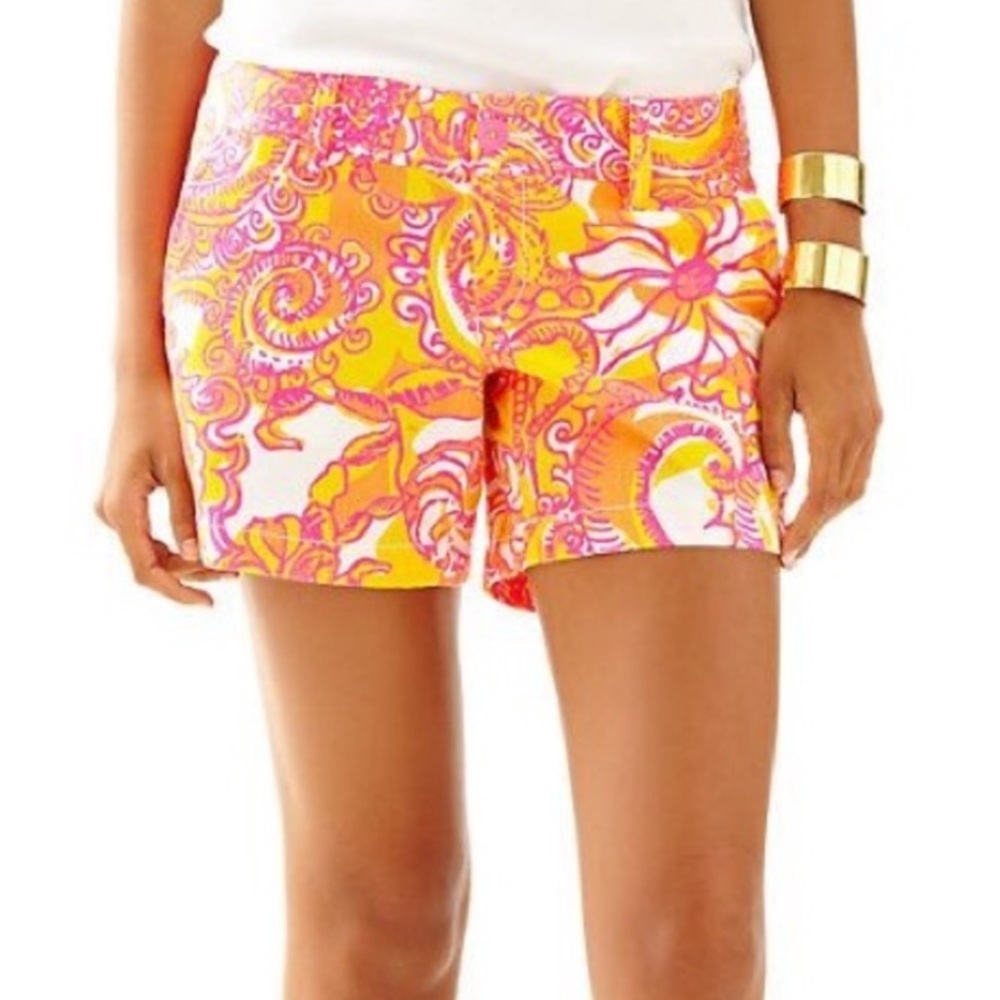 Lilly Pulitzer Callahan Shorts 00 Sunshine Sea & Be Seen Pink Orange Resort